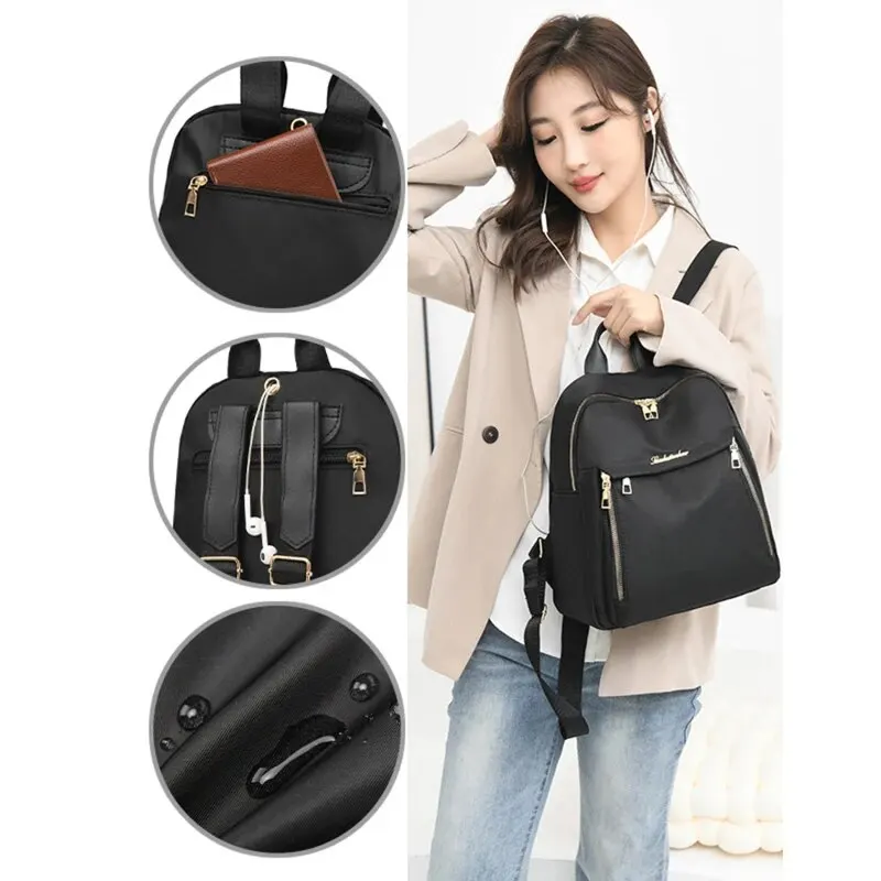 Backpacks Simple Large Capacity New Black Travel Bag For Women Solid Harajuku Student Schoolbag Backpack Unisex Bags High Street - Image 2