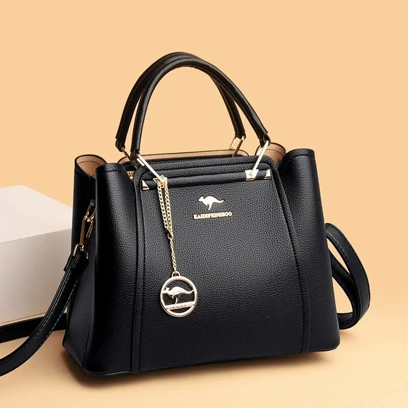 Fashion Women Soft PU Leather Handle Handbag Designer Shoulder Crossbody Bag Ladies Large Capacity Shopping Messenger Tote Bag - Image 5