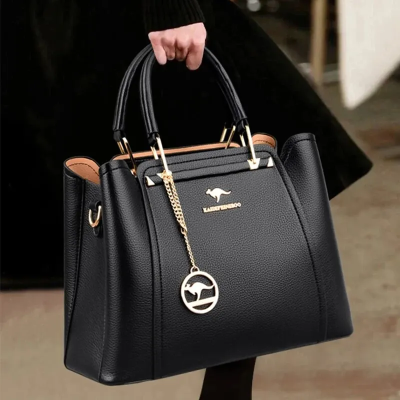 Fashion Women Soft PU Leather Handle Handbag Designer Shoulder Crossbody Bag Ladies Large Capacity Shopping Messenger Tote Bag - Image 6